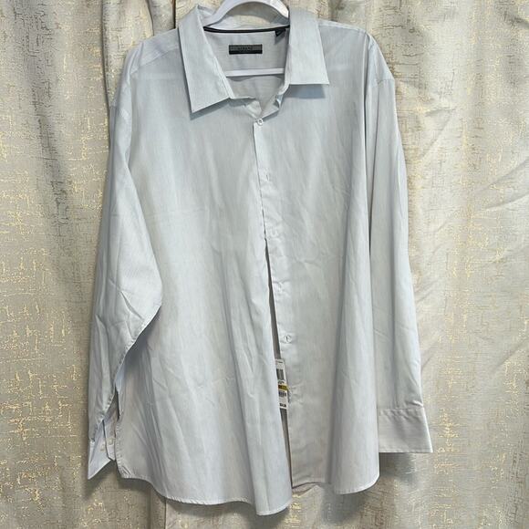 Alfani Big & Tall Men's Light Grey Striped Dress Shirt Size 4XB‎ NWT MSRP $54 - Picture 1 of 8